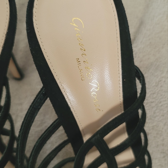 Gianvito Rossi Black Suede Caged Stiletto Heels Size 9.5/41 Like New Condition - Picture 6 of 16